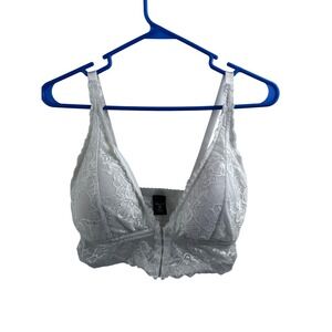 Pure Beauty by Rene Rofe Bralette XL White Lace Front Closure Women